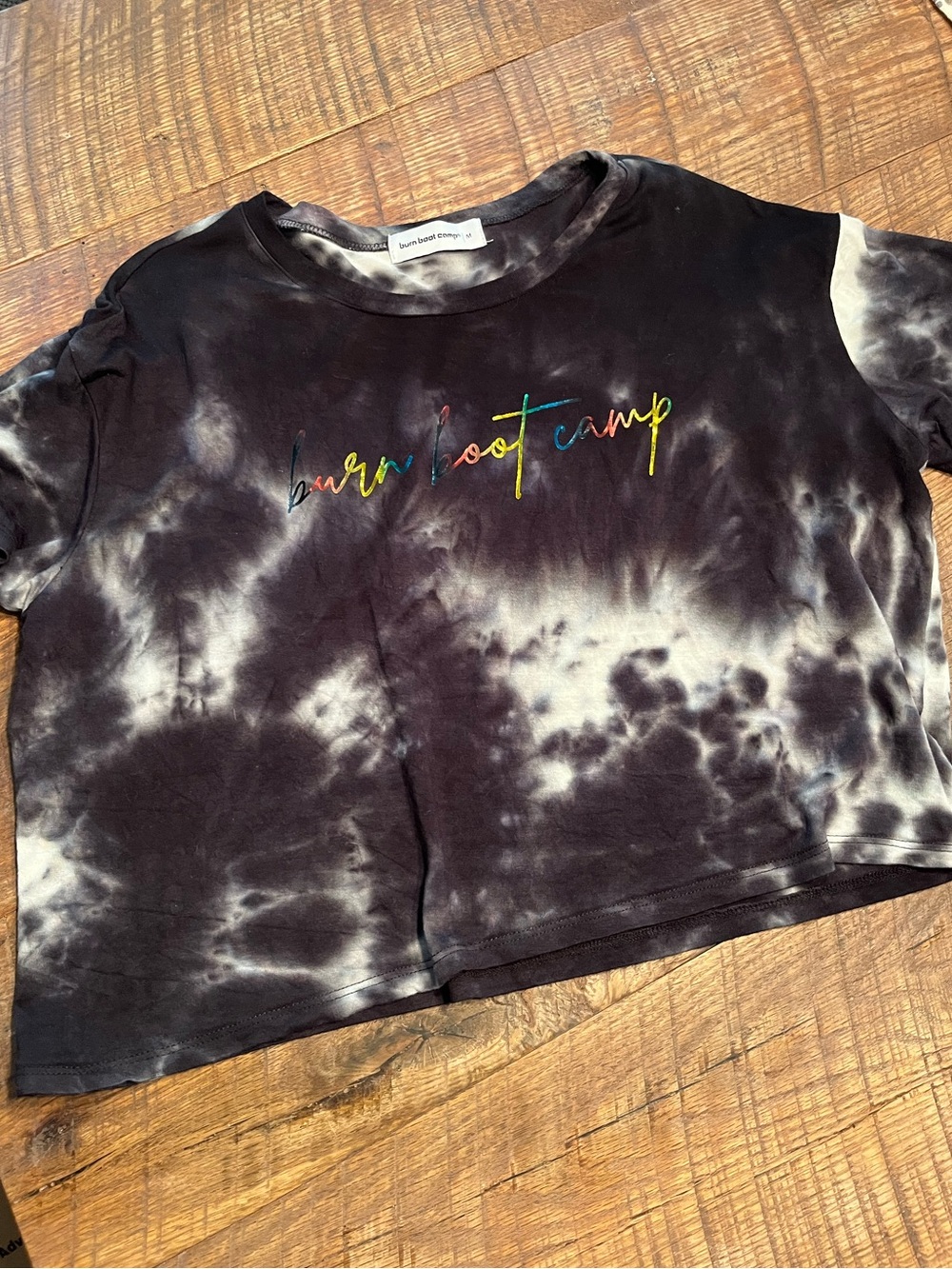 Burn Boot Camp Black Tie-Dye Cropped Tee